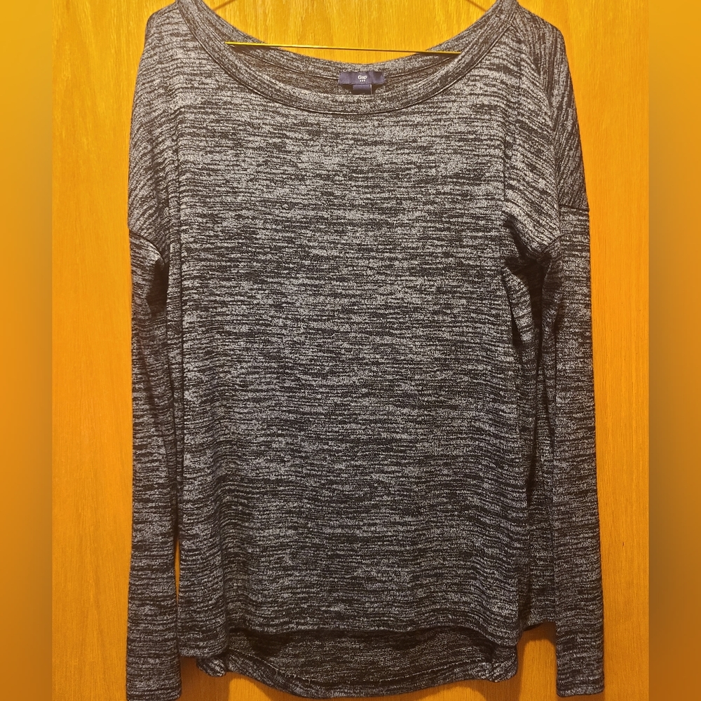 Gap Black Heathered Long Sleeve Top Size Medium